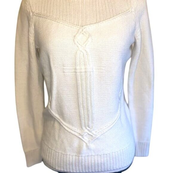 Talbots Petite Women’s Cotton Knit Sweater Cream Button Shoulder Size PS - Picture 3 of 9